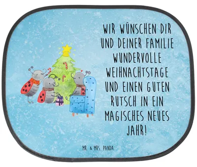 Produktbild von Mr. & Mrs. Panda Sonnenblende Auto Weihnachten Smörle - Eisblau - Geschenk, Tannennadeln, saugnapf sonnenschutz, hitzeschutz, Weihnachtsbaum, für Autoscheiben