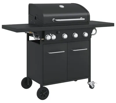 Produktbild von vidaXL Gasgrill mit 5 Flammen Schwarz Pulverbeschichteter Stahl