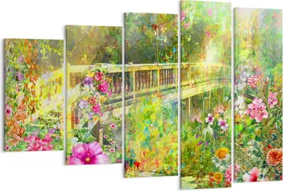 Produktbild von Bild auf Leinwand - Leinwandbild - Brücke Park Blume Frühling - 150x100cm - Wand Bild - Wanddeko - Leinwanddruck - Bilder - Kunstdruck - Wanddekoration - Leinwand bilder - Wandkunst - EG150x100-2906