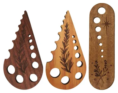 3er-Set Holz-Gemüseblattentstieler, 16×4,6 cm & 12,5×7 cm