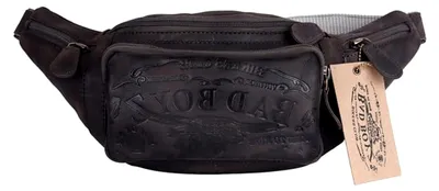 Produktbild von Büffelleder Bauchtasche Herren, Damen Echt Leder Hüfttasche Tracking Bad Boyz Logo