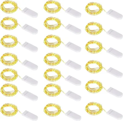 LED-Lichtschnur, 1 m, 10 warmweiße LEDs, Kupferdraht, IP67, 20 Stück