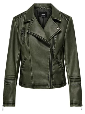 Zdjęcie produktu dla TYLKO W SKLEPIE ONLHALLI: Damska kurtka skórzana typu biker, imitacja skóry , model CC