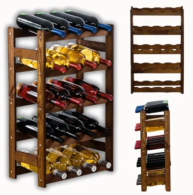 Produktbild von MODO24 Weinregal 20 Flaschen, Flaschenregal, Weinschrank, Weinständer, Getränkeregal, Kellerregal, Massivholz, 70x43x25 cm, Braun, RW1