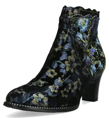Produktbild von Laura Vita Damen Stiefelette mit floralem Muster und Bogenkante Elcodieo 06, Größe:41 EU, Farbe:Blau