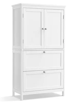 Produktbild von Weißer Badezimmerschrank – Aufbewahrung – MDF – 30 x 60 x 110 cm