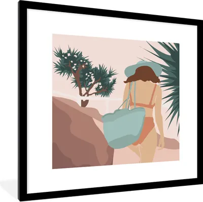 Produktbild von MuchoWow® Gerahmtes Poster Sommer - Frauen - Kleidung 40x40 cm - Poster mit Schwarzem Bilderrahmen Wandposter Rahmen Foto Bilder - Poster - Plakat im Rahmen