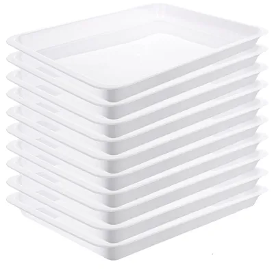 Produktbild von Rechteckiges Tablett - 10 Stück - Kunststoff - Rutschfest - 34,5 x 25,3 x 3,2 cm - Langlebig - Leicht - Aktivitätstablett
