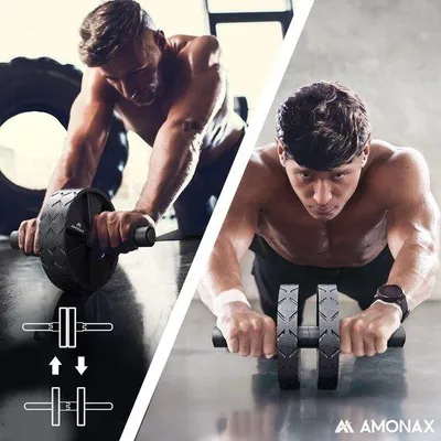 Produktbild von Unyqoos®️ Abdominal Roller mit Push-Up Griffen und Springseil - Fitness Sportausrüstung für Bauchmuskeltraining zu Hause - Ab Wheel Trainingsgerät Set