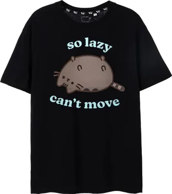 Obrázek produktu pro Pusheen - Dámské tričko "So Lazy Can't Move" NS7831 (L) (černá/pastelově modrá)