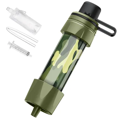 Produktbild von Wasserfilter Outdoor für 5000 Liter mit Karabiner und Verlängerungshalm, Grün