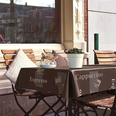 Image de Nappe Ronde D-c-fix Manhattan Cappuccino Nappe Ronde Anti-tache Effet Cappuccino Choco - D-c-fix