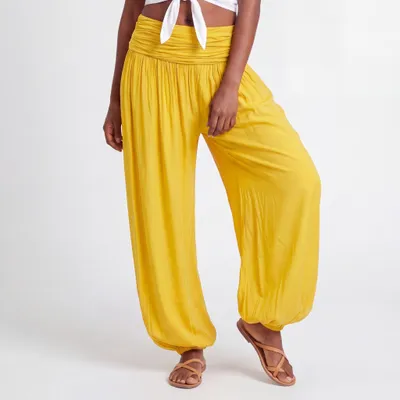 Produktbild von Haremshose Damen Yogahose weite Flatterhose unifarben Sommerhose 36-44 Gummizug