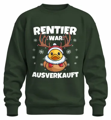Produktbild von Rentier War t Ente Lustig Weihnachten Badeente Sweatshirt Pullover, Flaschengrün, XXL