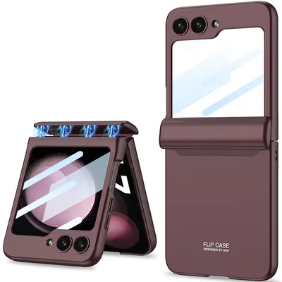 Obrázek produktu pro Pevné PC pouzdro na Samsung Galaxy Z Flip 5 s magnetickou ochranou pantu, ochranou displeje a All-Inclusive krytem červené