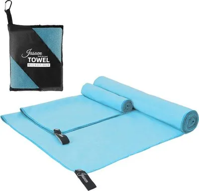 Produktbild von Mikrofaser-Handtuchset, 180 x 80 cm + 80 x 40 cm, Mikrofaser-Handtücher für Sport, Reisen, Outdoor-Aktivitäten, Strand, 2 Stück (180)