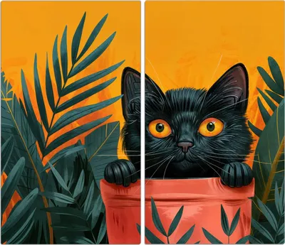 Produktbild von Spritzschutz Herdabdeckplatte Schneidebrett aus Glas Katze im Dschungel 2-Teilig (60x52cm)