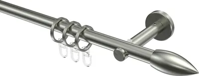 Produktbild von Interdeco Gardinenstange / Vorhangstange Edelstahl-Optik, Typ Medium Poveda (Flamme), 16 mm Ø 1-läufig, 280 cm