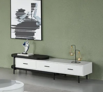 Image de Séjour Meuble-paroi rtv Lowboard Bois Blanc Meubles Nouveau Design Moderne