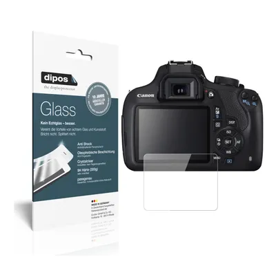 Produktbild von 2x Schutzfolie für Canon EOS 1200D - Anti-Shock 9H Folie dipos Glass Kunststoffglas