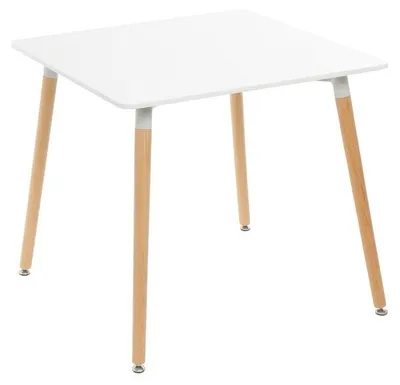 Immagine prodotto di Tavolo Pranzo Quadrato Scandinavo Bianco Legno Faggio Cucina 80x80x74cm