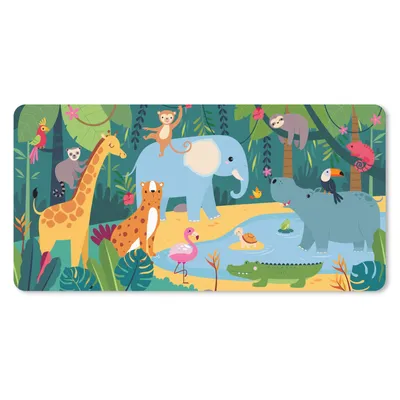 Produktbild von MuchoWow® Schreibtischunterlage Dschungel - Kinder - Tiere 80x40 cm - XXL Mauspad - Gaming Mauspad