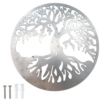 Lebensbaum Wanddekor aus Metall, 20x20 cm, rostig, für Innen & Außen