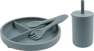 Produktbild von 3pc Passatwinde Baby Silikon Saugen Fütterung Set - Kinder Kleinkind Bleiben Sie Dran Entwöhnung Lebensmittelbehälter Teller - Von Tiny Dining