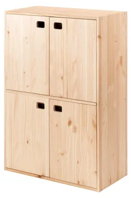 Produktbild von Schrank mit 4 Türen und 4 Regalen aus Kiefernholz, 105,4 x 70,8 x 33 cm