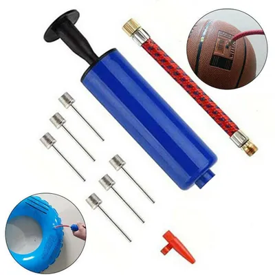 Immagine prodotto di 10 pezzi/set Pompa a sfera con 7 aghi e 1 tubo flessibile con adattatore per valvola per sport, calcio, pallacanestro, pallavolo, rugby