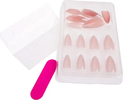 Produktbild von French Press On Nails, 24pcs French Tipp Press on Nails, Kurz Almond Nude Französisch künstliche Fake Nägel,  Nude Oval Nägel Zum Aufkleben Kurz, Glänzend Vollabdeckung Falsche Nägel