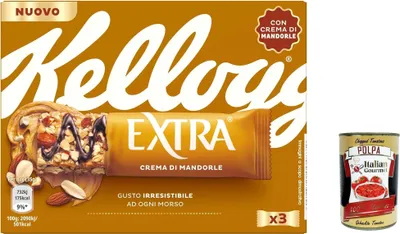 Produktbild von 12x Extra Barretta con Arachidi, Mandorle e Creme di Mandorla, mit Erdnüssen, Mandeln und Mandelcremes 105g + Italian gourmet polpa 400g