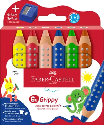 Immagine prodotto di Set di matite colorate Faber-Castell Grippy 110635 assortite 6 pezzi + temperino