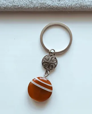 Image de Elégant porte-clés en agate brune et cornaline pour femme