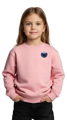 Produktbild von Spreadshirt Sesamstraße Stick Krümelmonster Kinder Premium Pullover, 122/128 (6 Jahre), Rosa