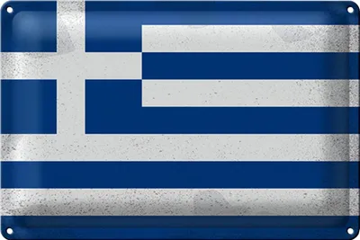 Produktbild von Blechschild Flagge Griechenland 40x30cm Flag Greece Vintage