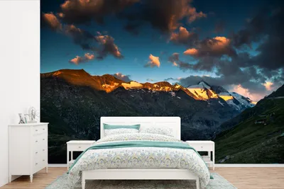 Produktbild von MuchoWow® Fototapete für Wohnzimmer oder Schlafzimmer Wandtapete Vinyl Motivtapete Österreich - Licht - Berg - 525x350 cm - Das Hintergrundbild