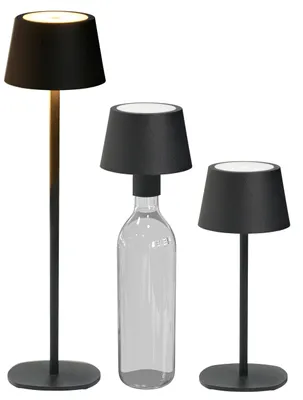 3-in-1 LED-Tischlampe, 45 cm, Akku, dimmbar, warmweiß, schwarz