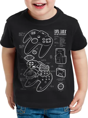 Produktbild von style3 N64 Controller Blaupause Kinder T-Shirt 64-Bit Videospiel