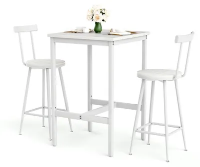 Produktbild von Bar Tisch und Hocker Set Industrial Esszimmer Wohnzimmer Küchentisch 2 Stühle 60x60x90cm