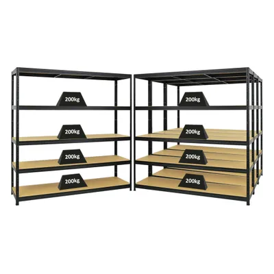 Produktbild von Mega Deal | 4x Schwerlastregal Giant Elephant | HxBxT 180x180x45cm | Fachlast 200kg | Schwarz
