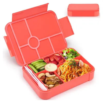 Produktbild von Brotdose Kinder mit Fächern,1350ml Lunch Bento Box Kinder,Lunchbox mit Besteck,Vesperbox,Brotzeitbox Brotbox Frühstücksbox Vesperdose Jausenbox Snackbox für Kindergarten,Schule & Ausflüge (Rosa)