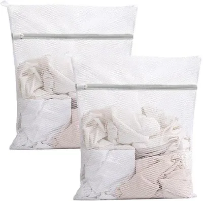 Immagine prodotto di Set da 2 sacchetti per la biancheria Ibenzoa® (30 x 40 cm) in rete con cerniera – poliestere, ideali per proteggere i capi delicati e per i viaggi