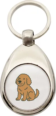 Produktbild von Huuraa Schlüsselanhänger Labradoodle Comic Labradoo Metall Schlüsselring Einkaufswagenchip Geschenkidee