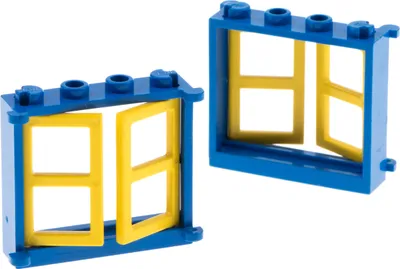 Produktbild von 2x Lego Fenster Rahmen 1x4x3 blau Doppel Scheibe 1x2x3 gelb Haus 3854 3853