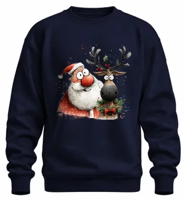 Productafbeelding van Kerstman, rendier Rudolph, grappige kersttrui, uni, marineblauw, maat 3XL