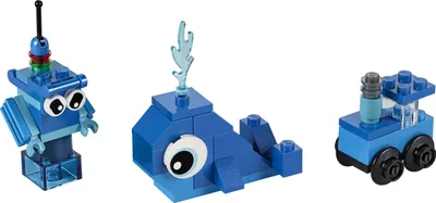 Image de LEGO 11006 Classic Blue Creative Set, jouet créatif à partir de 4 ans avec jouet baleine, train, robot, cadeau pour enfants Boîte de briques