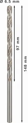 Imagen del producto de Broca de metal, acero rápido (HSS-G), según la norma DIN 340, diámetro: 6,5 mm, cantidad por paquete: 5 unidades
