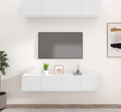Obrázok produktu pre The Living Store TV skrinky 4 ks. Biele 80x30x30 cm Materiál na báze dreva