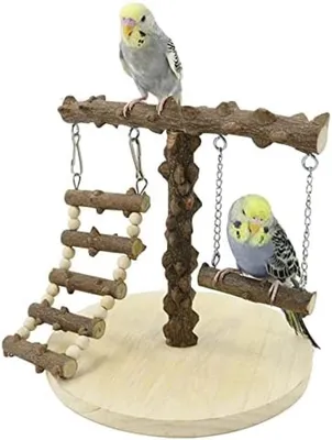 Produktbild von PolkaHome® Vogelspielgerät - Hölzerner Kletter- und Schaukelständer für den Innenbereich, 22 x 22 x 21 cm